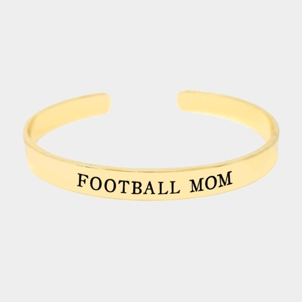 New Football Mom Gold Dipped Metal Cuff Bracelet